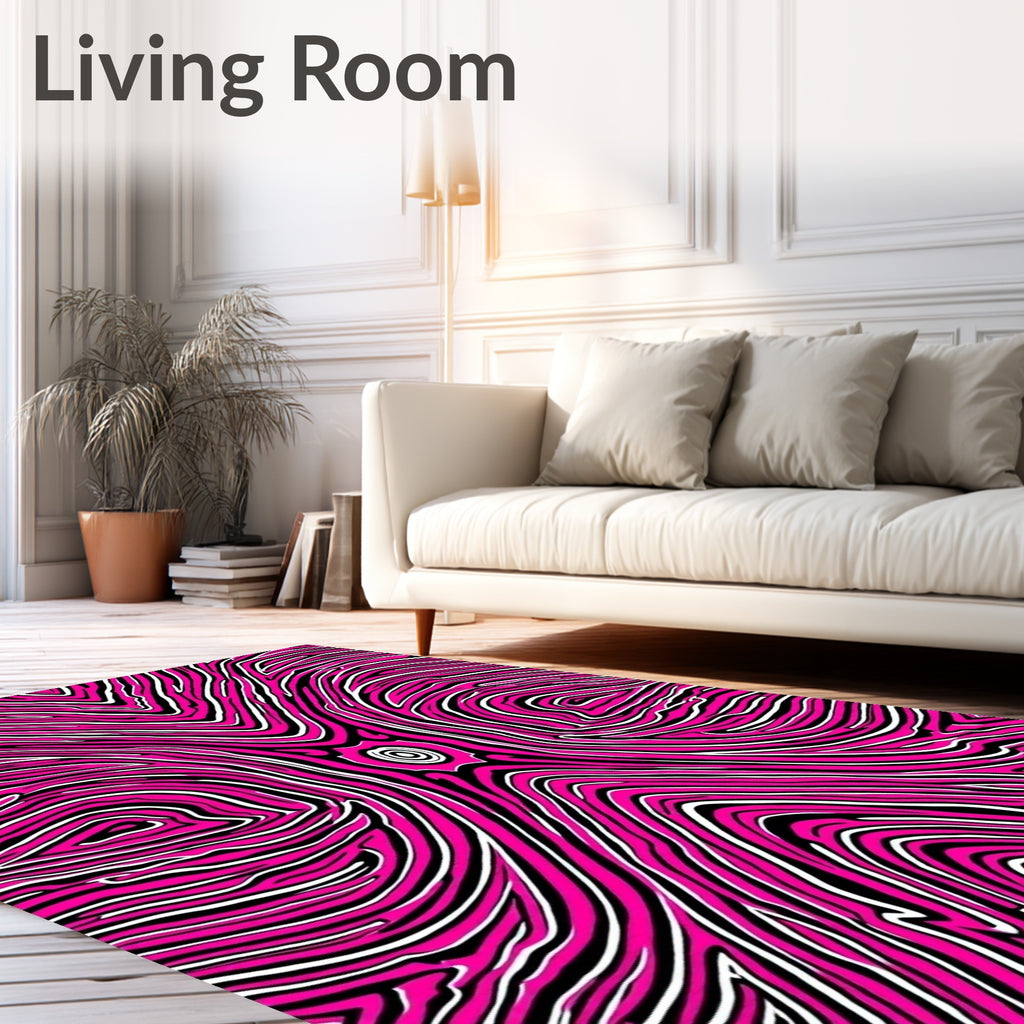 Hot Pink White Zebra Stripe Pattern Rug