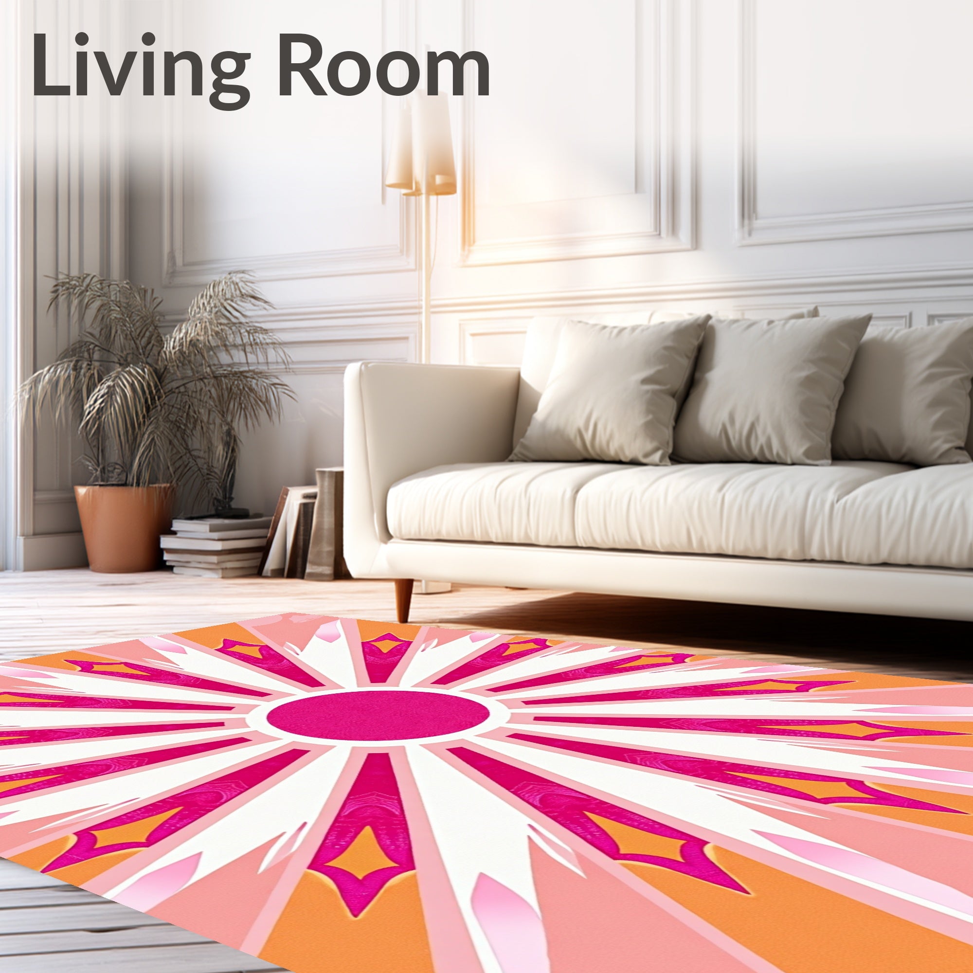 Vivid Sunburst Mandala Pattern Rug