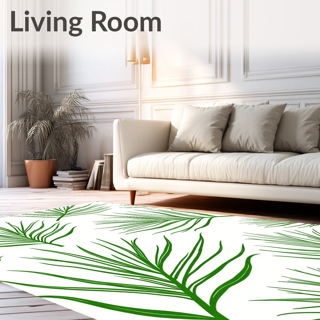 Green Tropical Leaf Pattern Design Rug