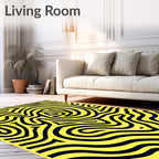 Vibrant Yellow Swirl Pattern Rug