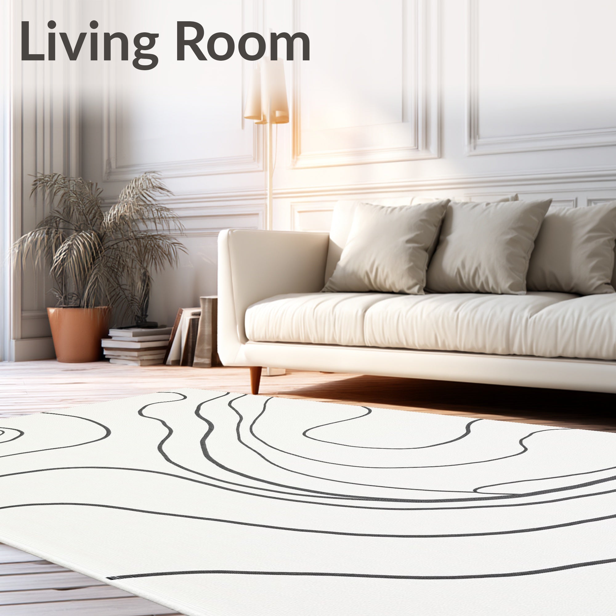 Abstract Flowing Lines Monochromatic Design Rug