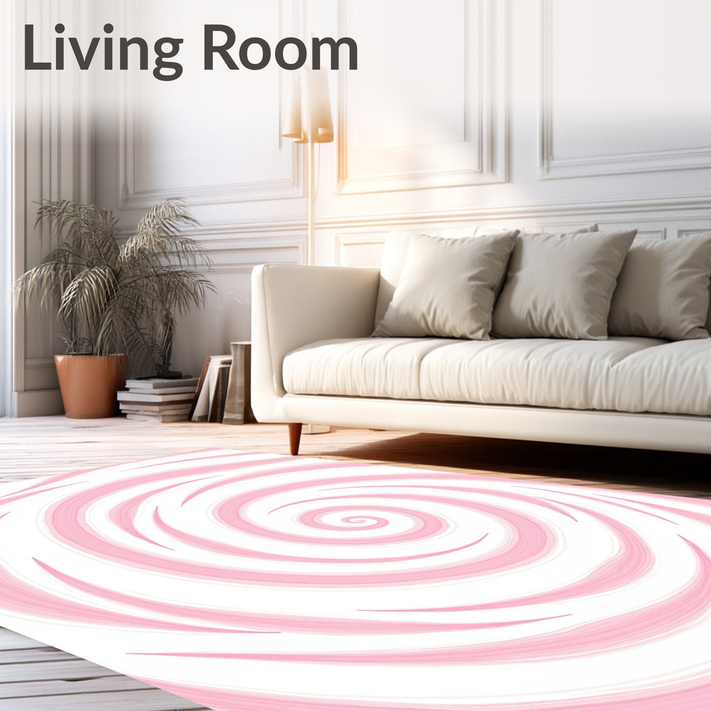 Pink Swirl Brushstroke Abstract Pattern Rug