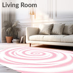 Pink Swirl Brushstroke Abstract Pattern Rug