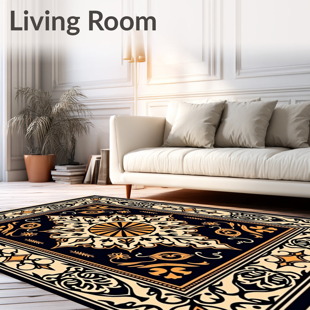 Ornate Floral Medallion Pattern Rug