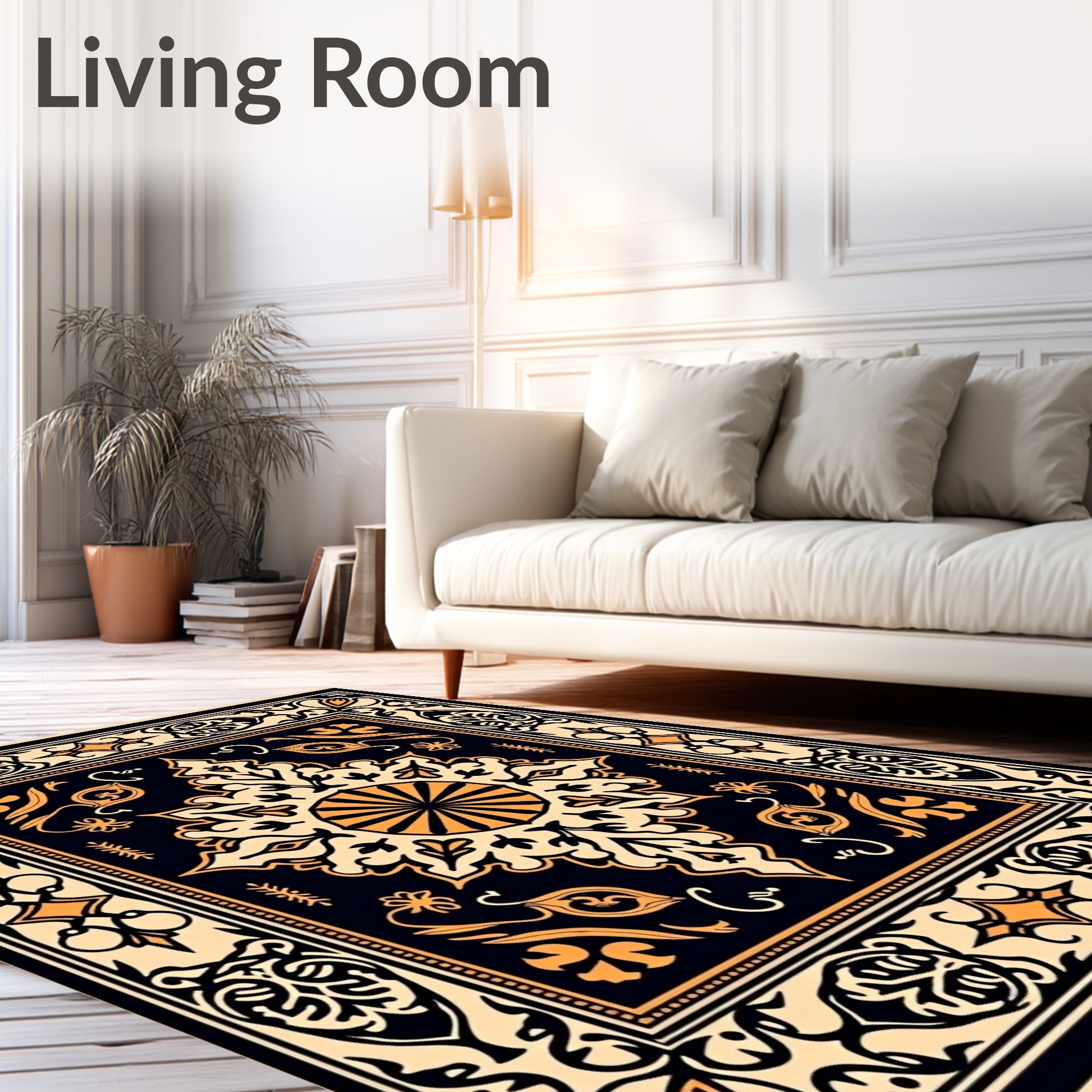 Ornate Floral Medallion Pattern Rug