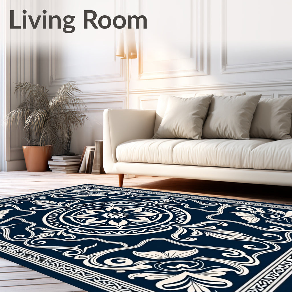 Vintage Scroll Floral Medallion Design Rug