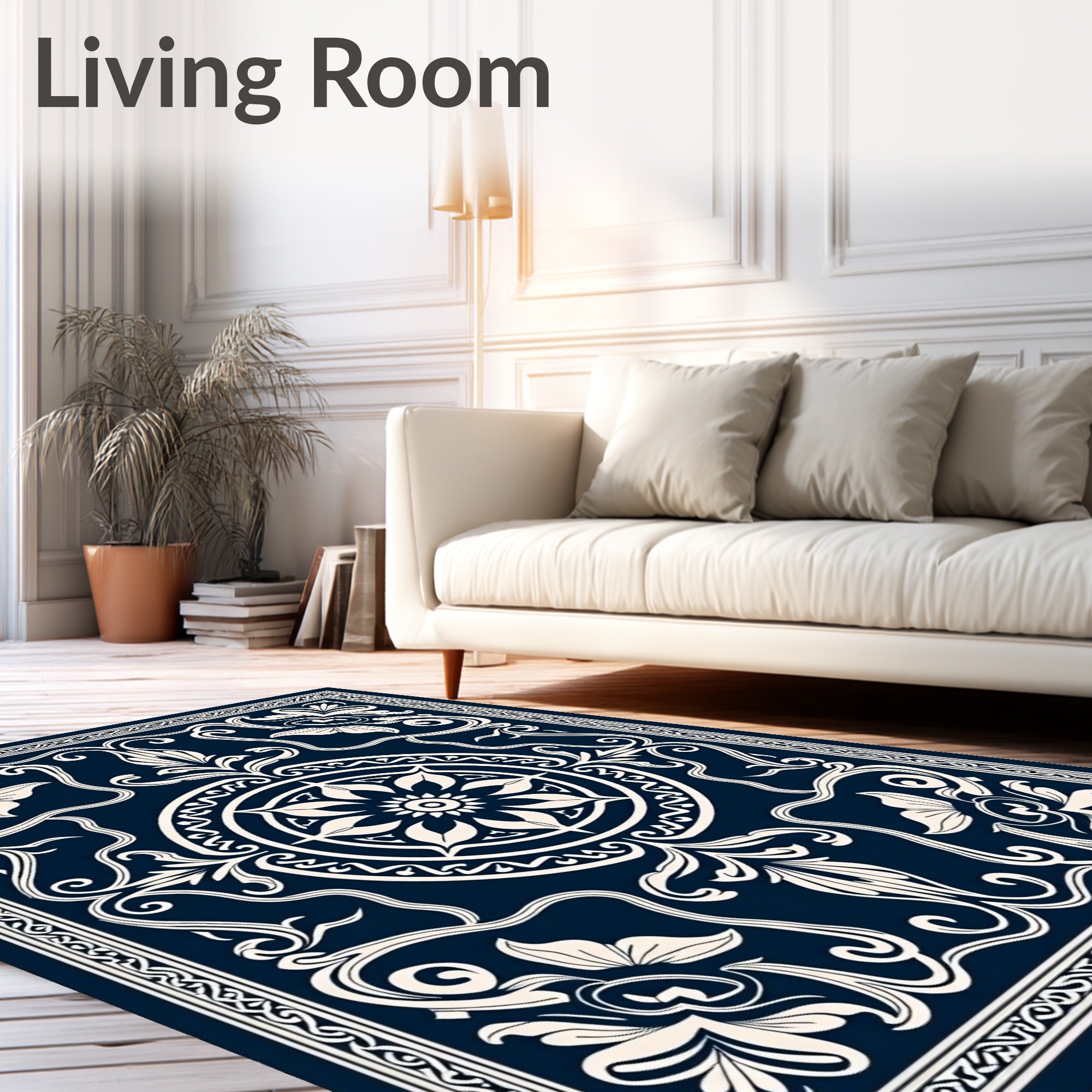 Vintage Scroll Floral Medallion Design Rug