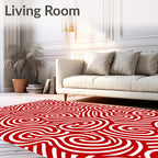 Crimson White Swirl Contemporary Rug