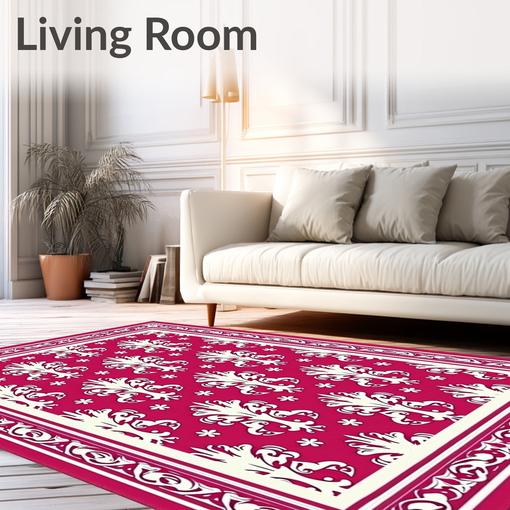 Ornate Floral Crimson Patterned Rug