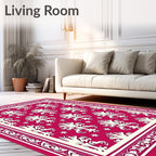 Ornate Floral Crimson Patterned Rug