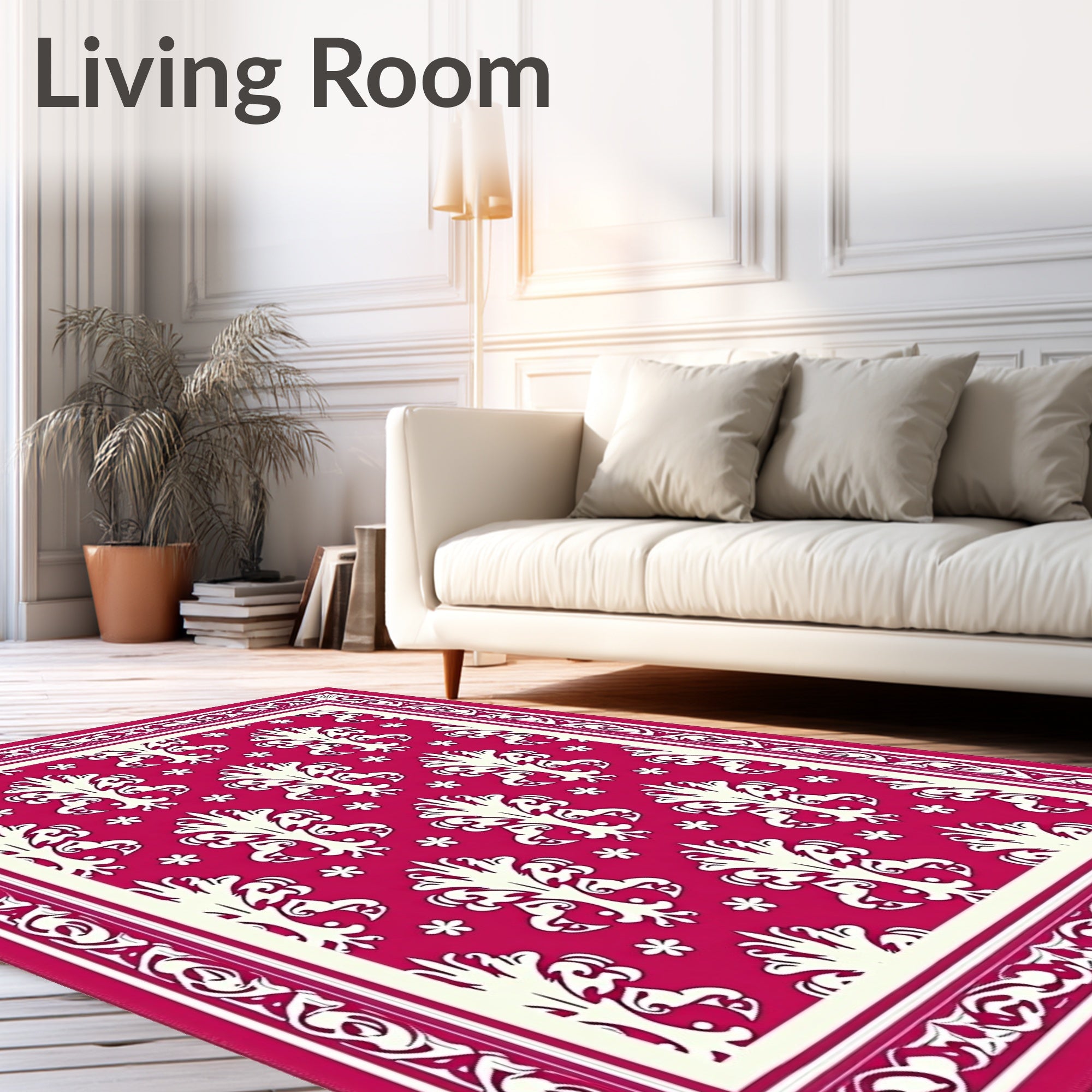 Ornate Floral Crimson Patterned Rug