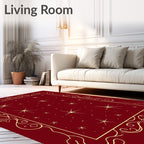 Crimson Gold Starry Night Frame Rug