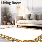 Ornate Gold Floral Border Design Rug