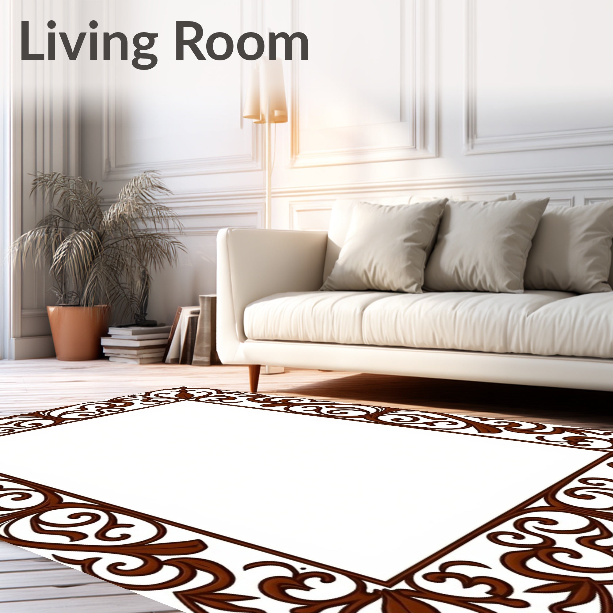 Ornate Floral Scrollwork Design Rug