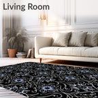 Art Nouveau Sky Blue Floral Scroll Rug