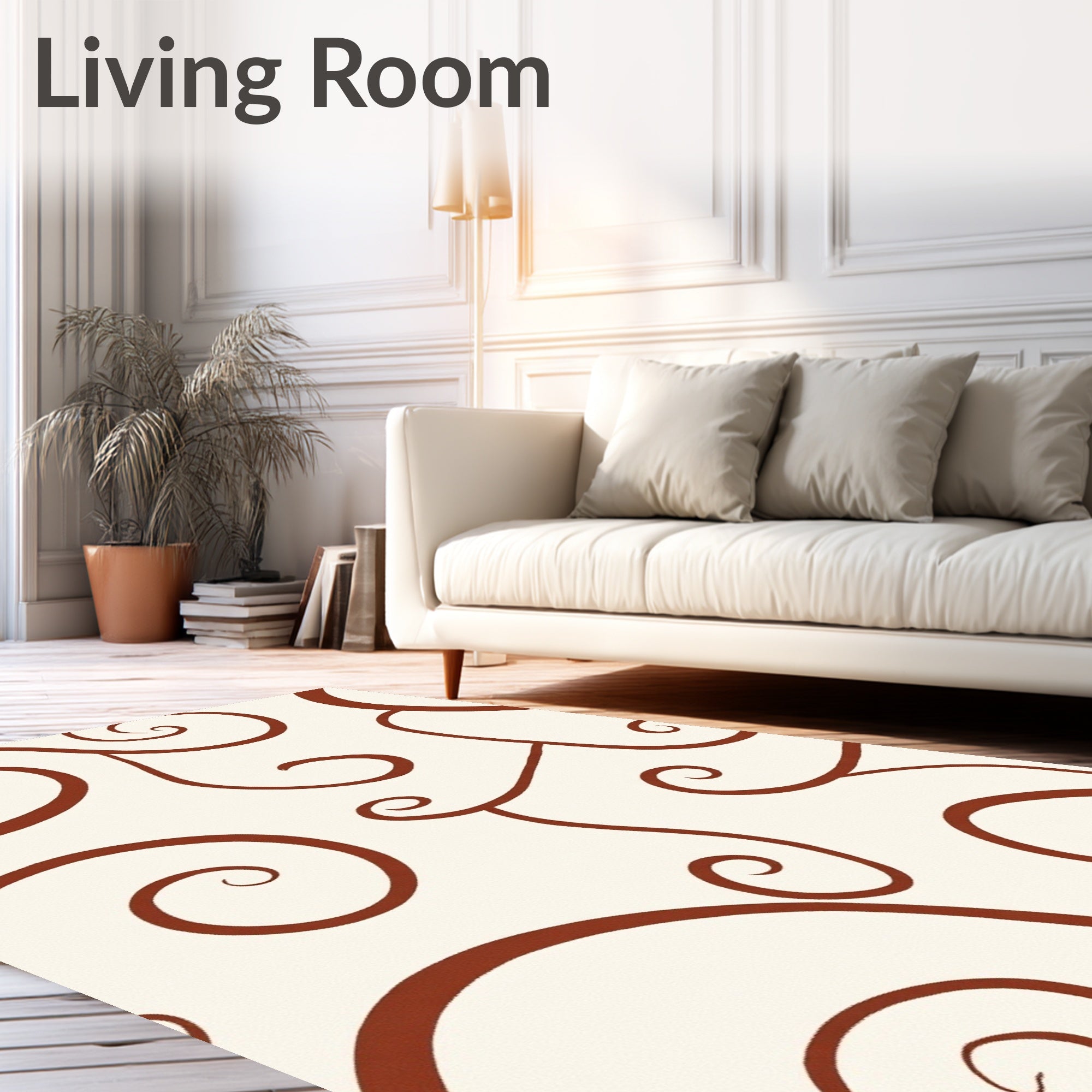 Elegant Swirling Branches Pattern Rug