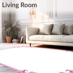 Ornate Pink Swirl Border Design Rug