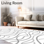 Wavy Grey Lines Abstract Pattern Rug