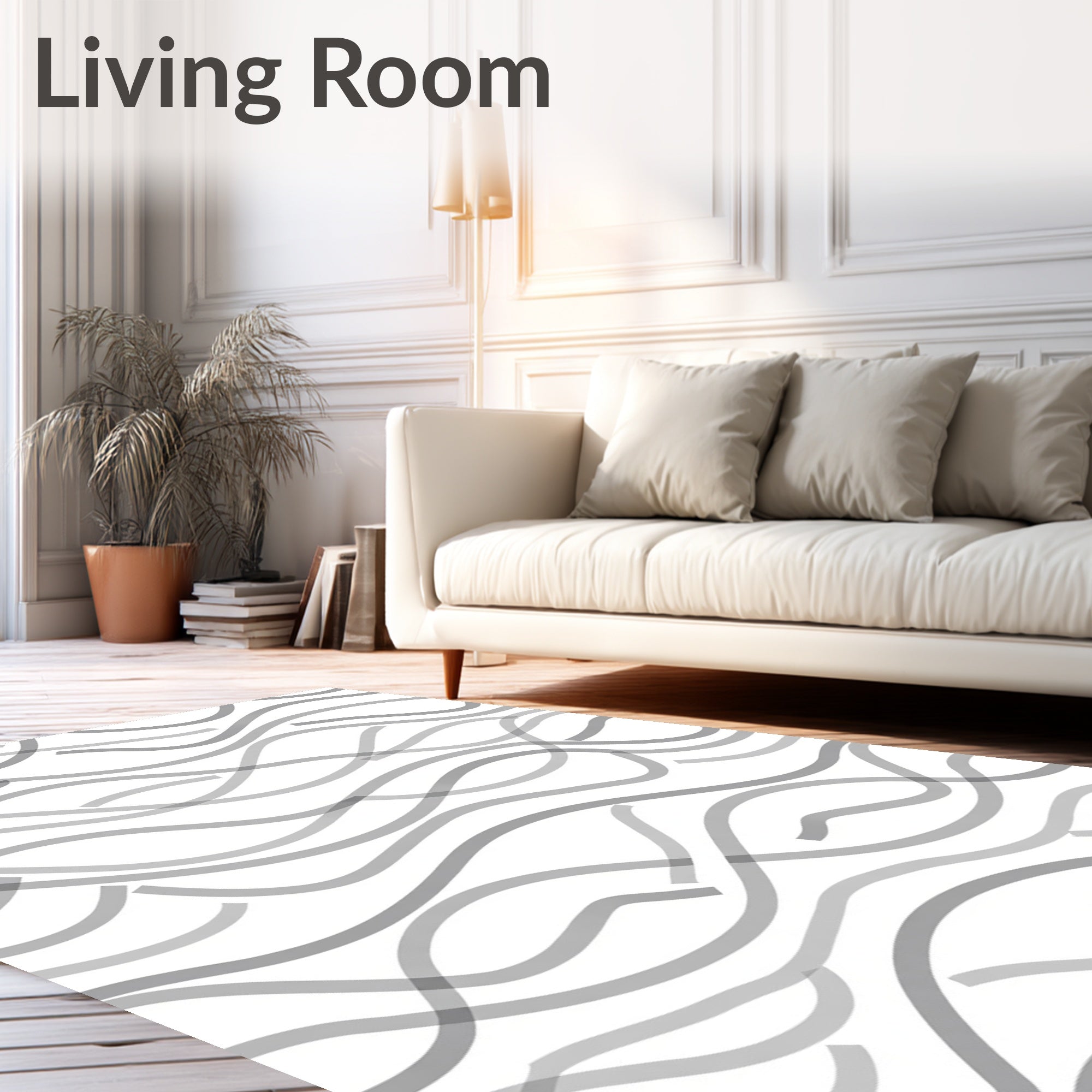 Wavy Grey Lines Abstract Pattern Rug