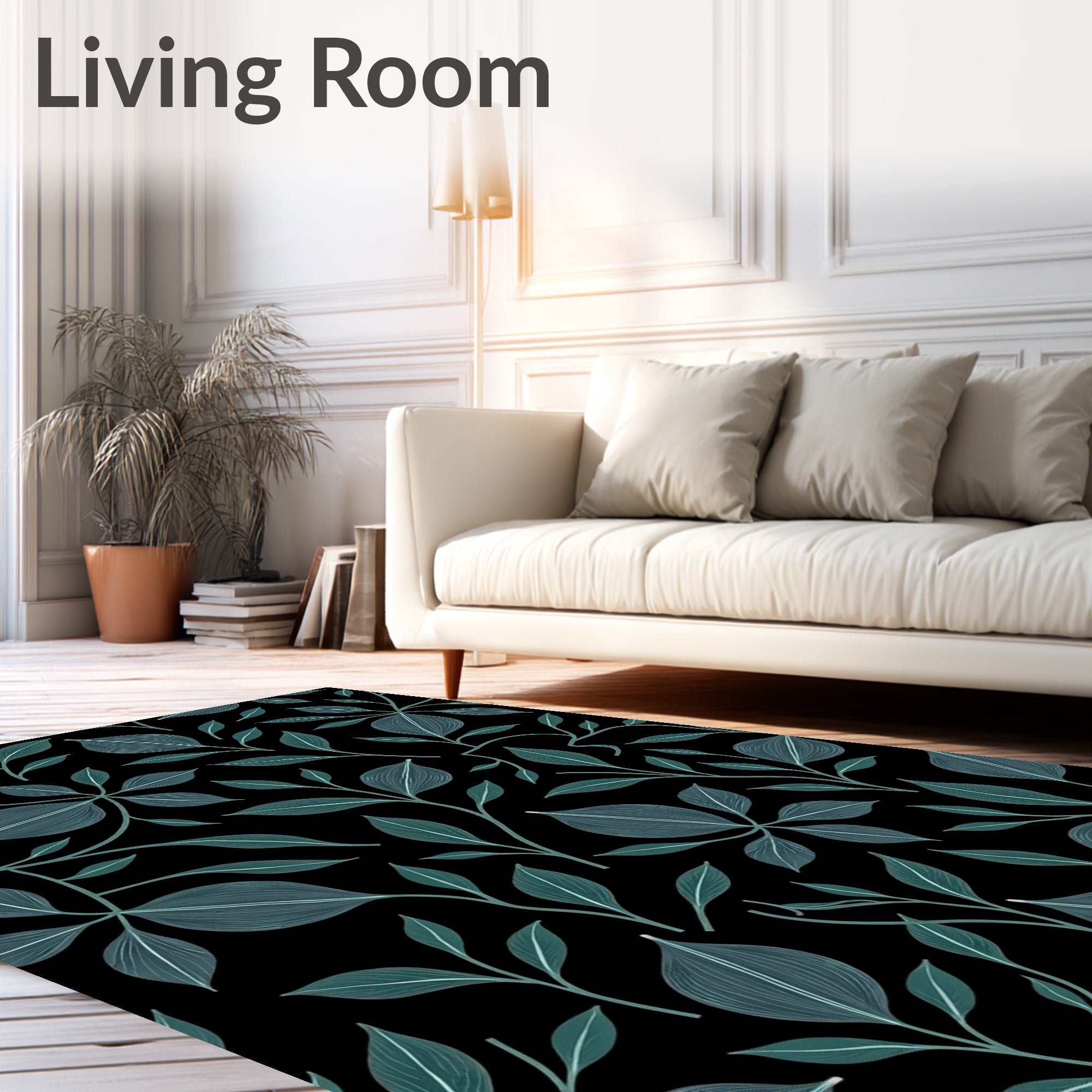Dark Leafy Vine Pattern Rug
