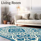 Classic Blue Floral Symmetry Rug