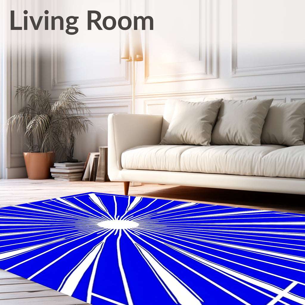 Bright Blue Burst Geometric Rug