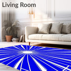 Bright Blue Burst Geometric Rug