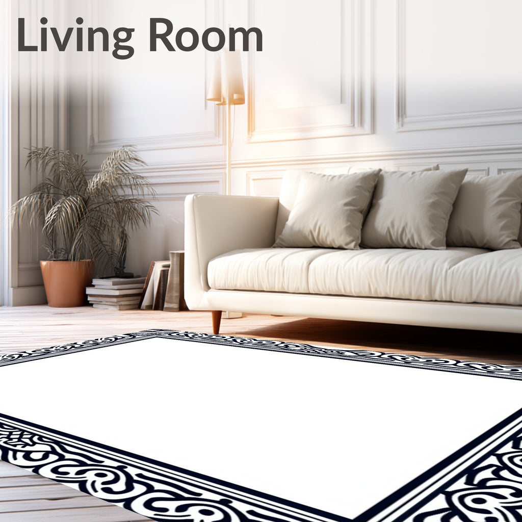 Ornate Vintage Scroll Border Rug