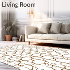 Brown Hexagonal Outline Pattern Rug