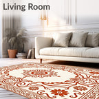 Intricate Red Floral Scroll Medallion Rug