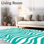 Teal Wave Pattern Rug