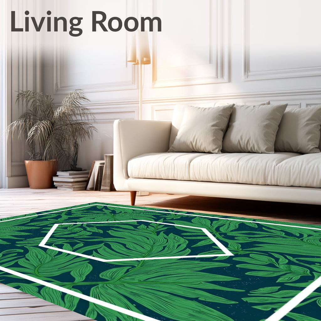 Lush Green Leafy Botanical Textile Rug