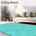 Teal Abstract Swirl Pattern Rug