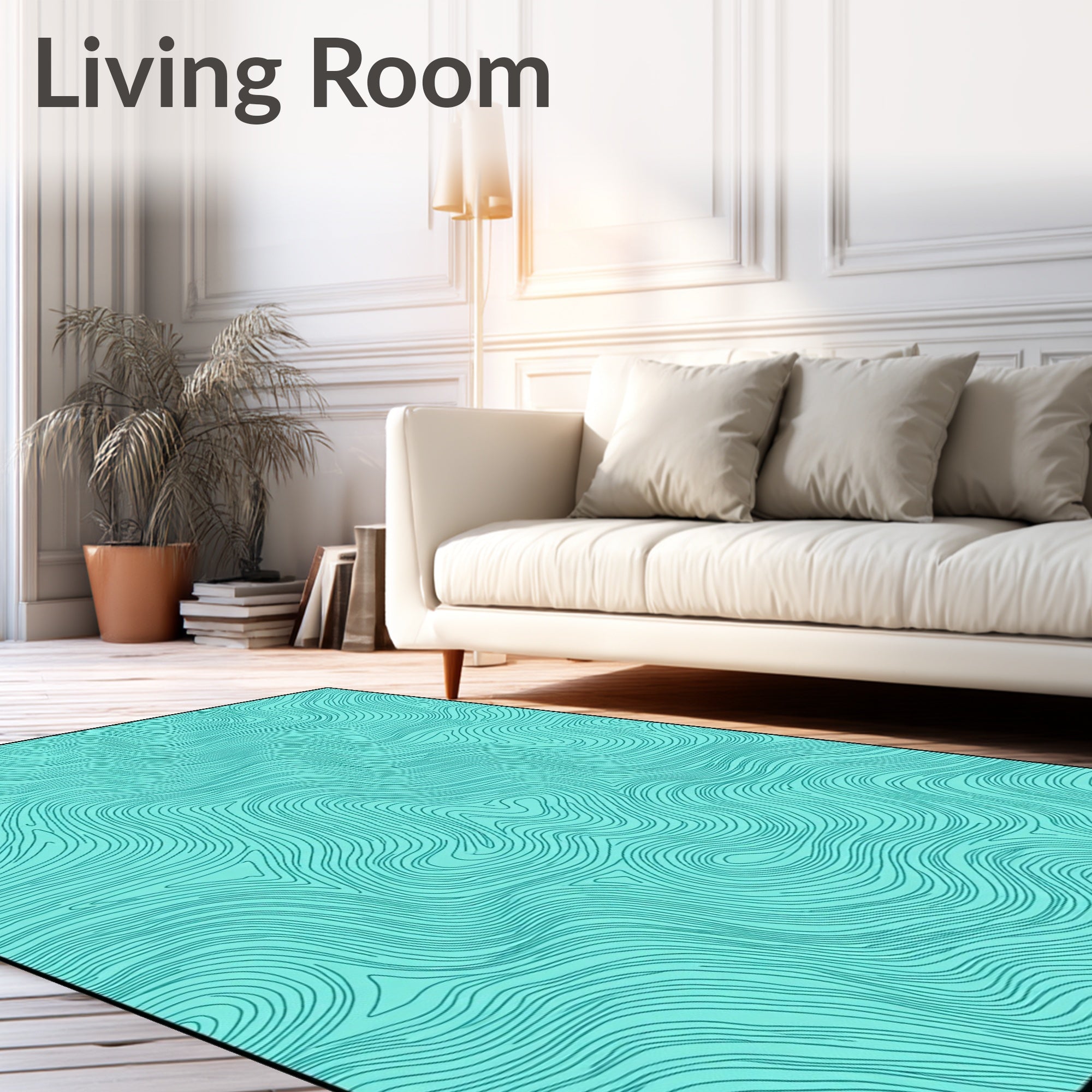 Teal Abstract Swirl Pattern Rug