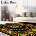 Ornate Floral Mandala With Border Rug