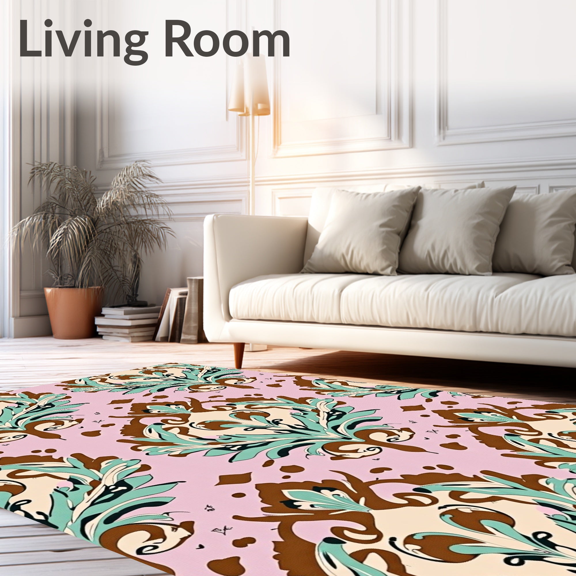 Eclectic Floral Damask Pattern Rug