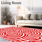 Bold Red Spiral Swirl Abstraction Rug