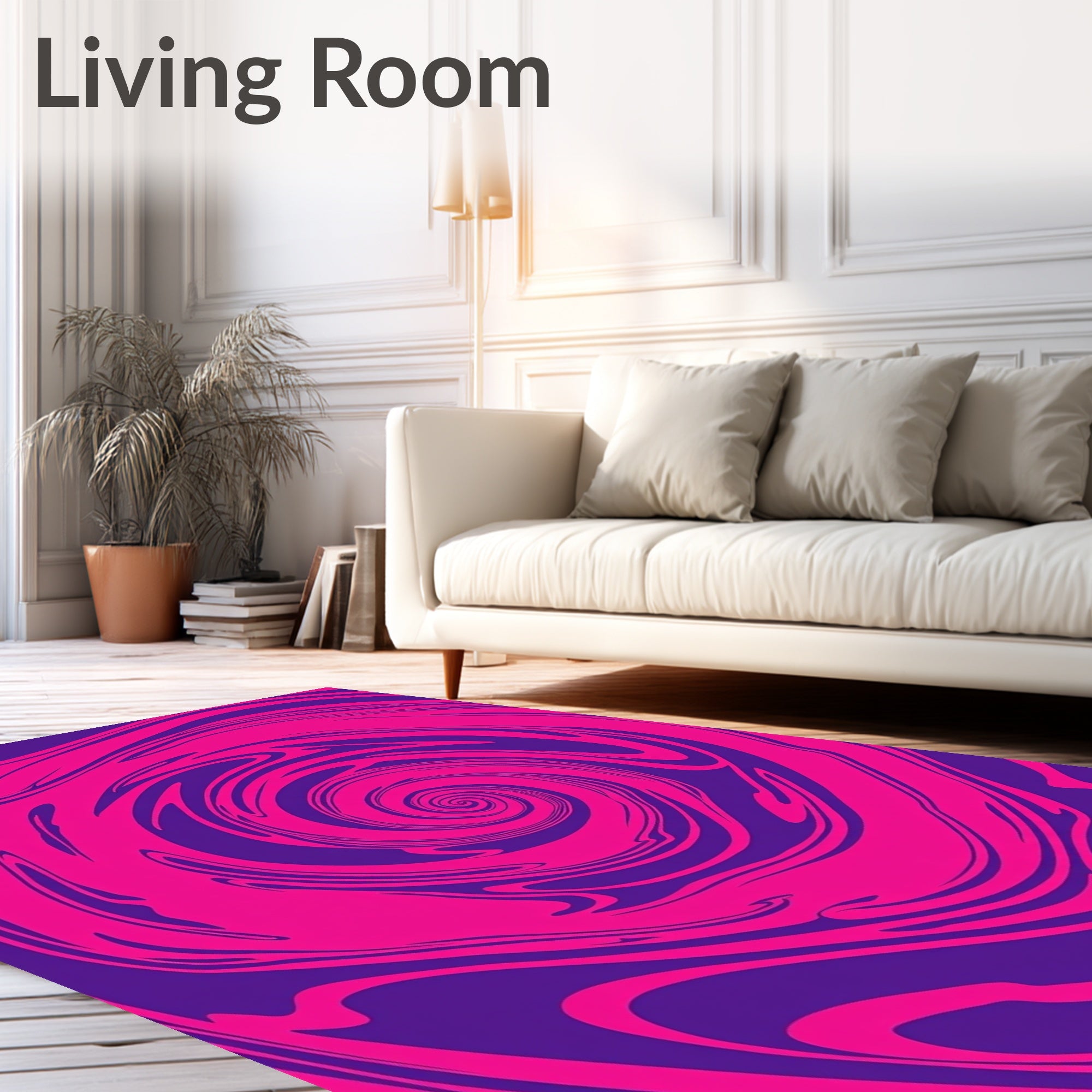 Vibrant Pink Purple Swirl Pattern Rug