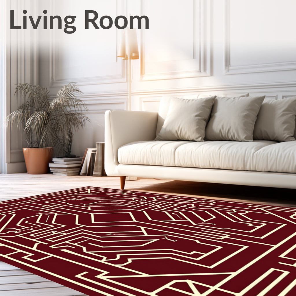 Intricate Geometric Maze Pattern Rug