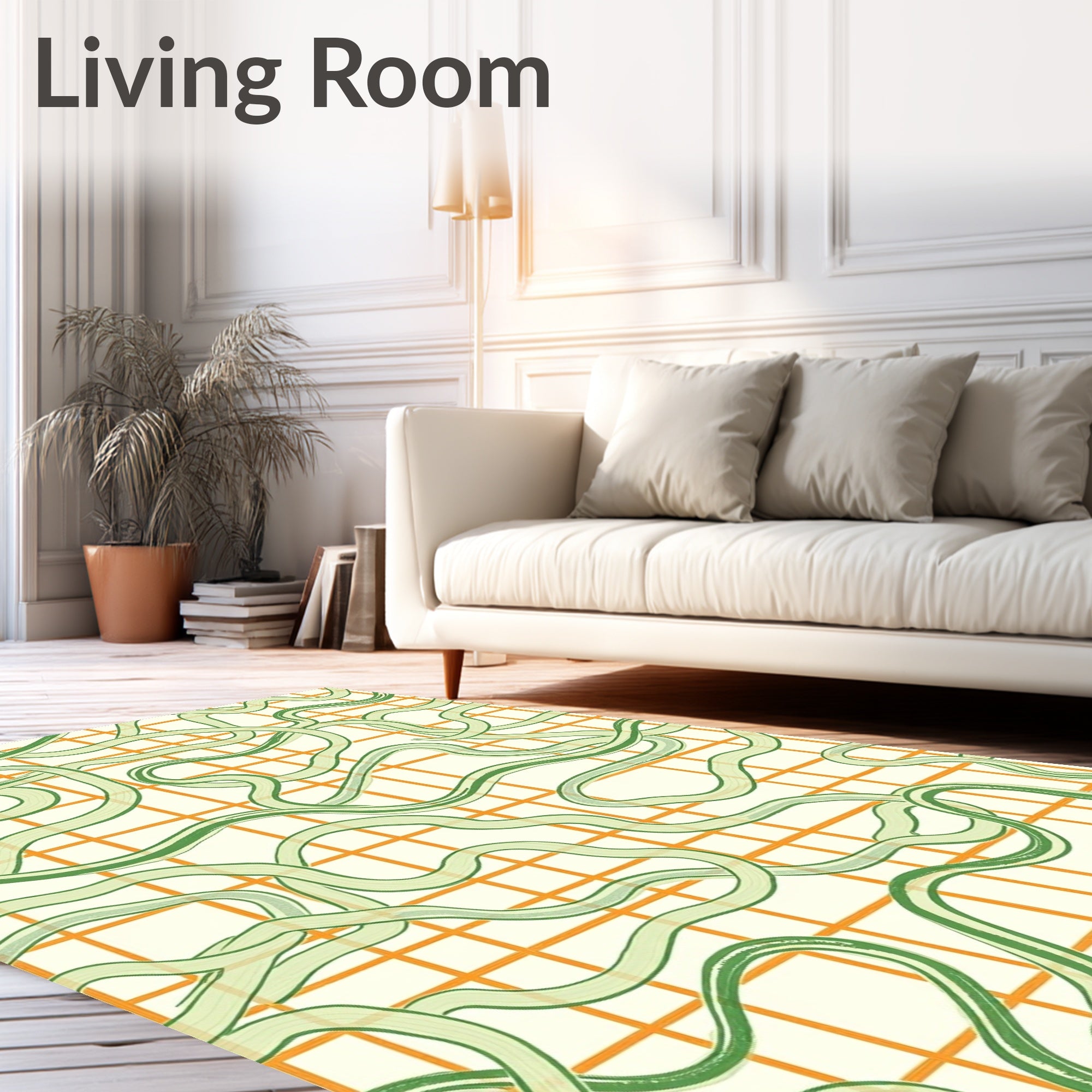 Winding Ribbon Grid Pattern Rug