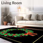 Vibrant Red Holly Berry Wreath Rug