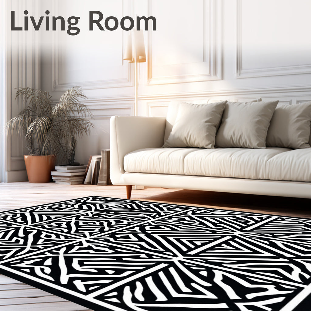 Bold Geometric Maze Pattern Rug