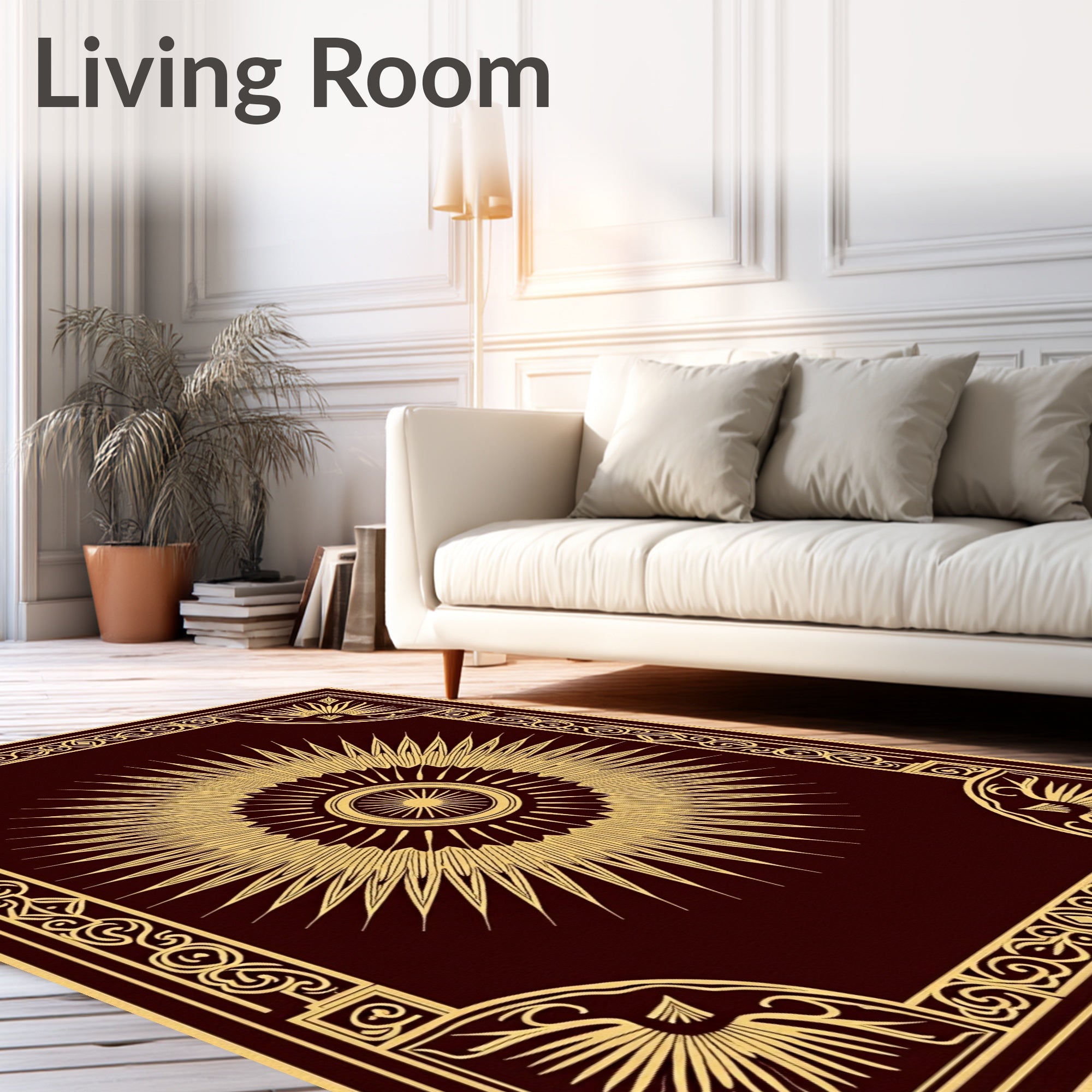 Golden Sunburst Art Deco Rug