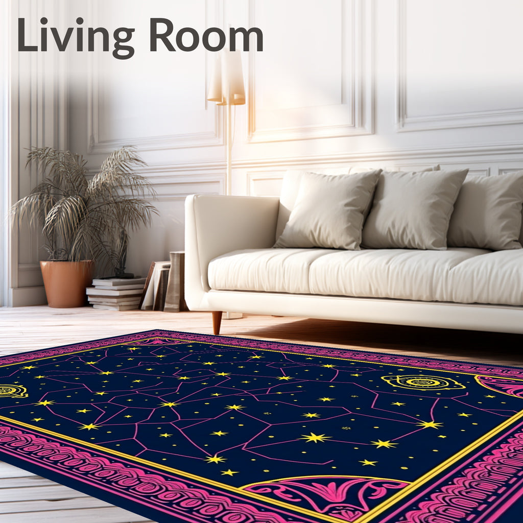 Cosmic Celestial Star Patterned Rug