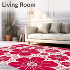 Crimson Floral Pattern with Swirls Rug