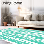 Flowing Lines Abstract Teal Pattern Rug