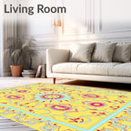 Vibrant Floral Scroll Patterned Rug