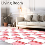Geometric Pink Checkerboard Pattern Rug