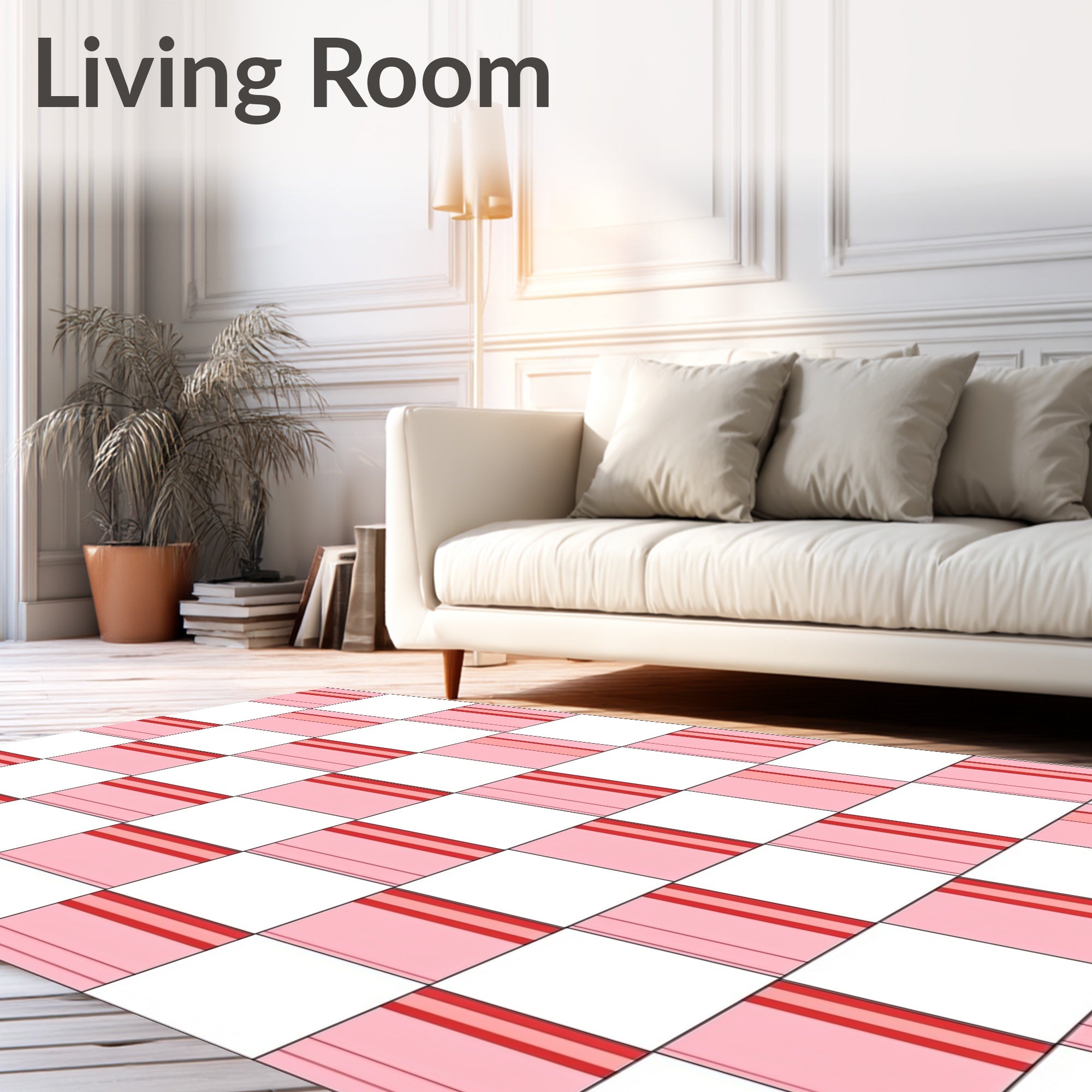 Geometric Pink Checkerboard Pattern Rug