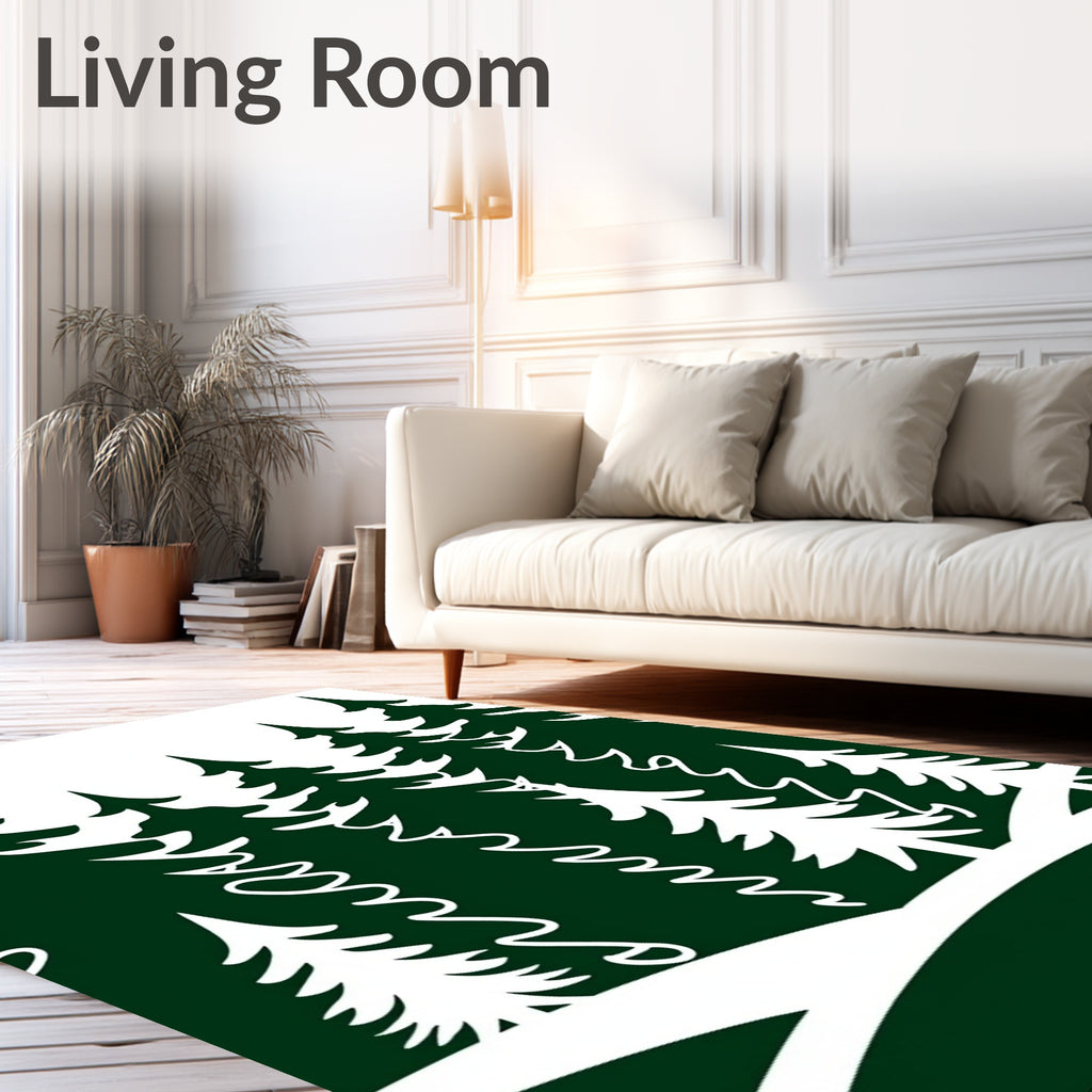 Dark Forest Evergreen Trees Scene Rug